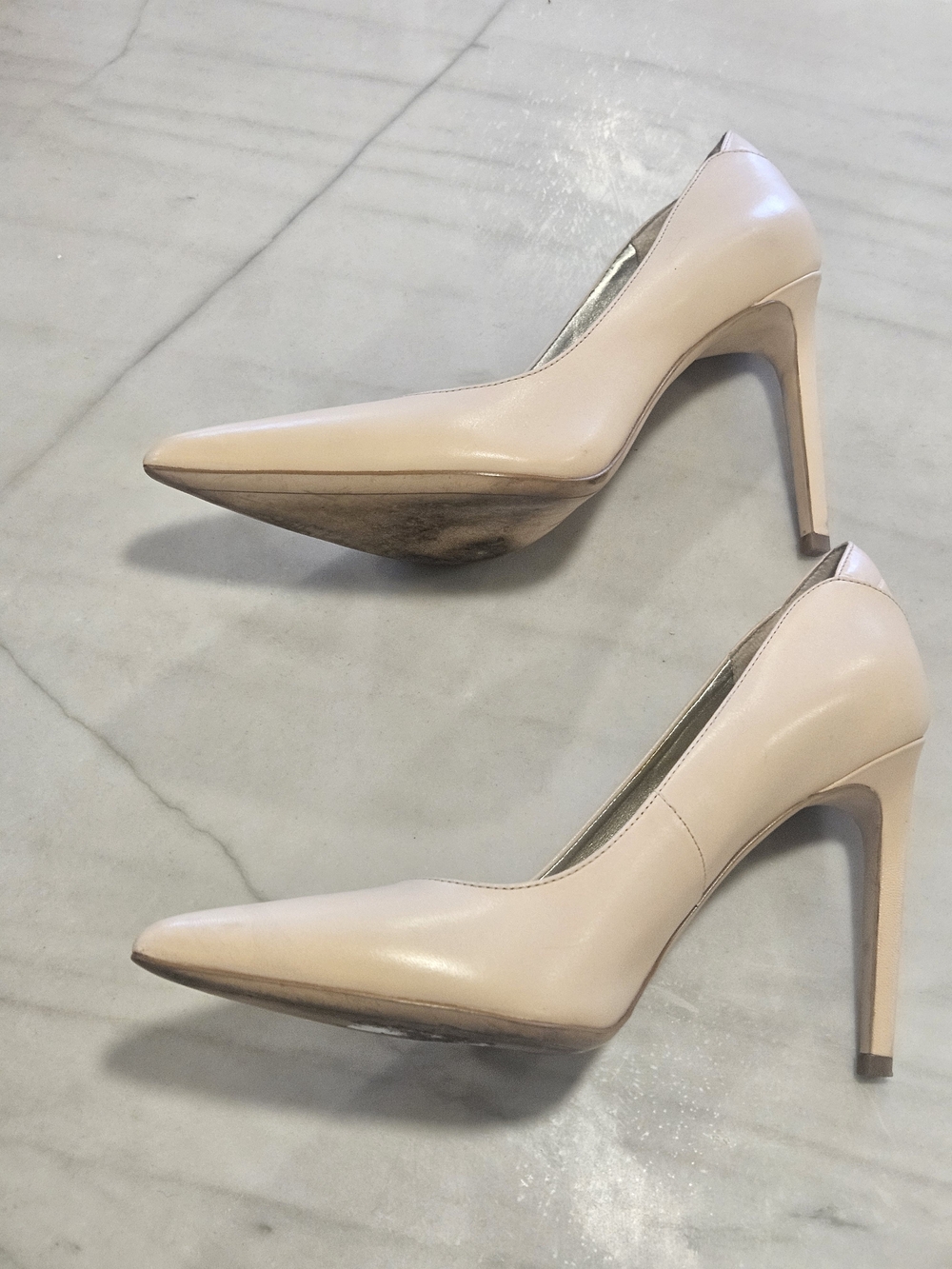 Sam Edelman Hazel Pointed Toe Leather Pumps - Nude/Beige - Picture 3 of 10